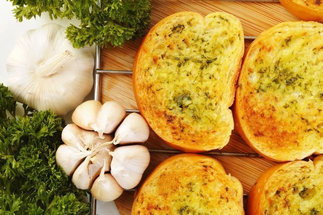 Skillet breads with garlic butter.