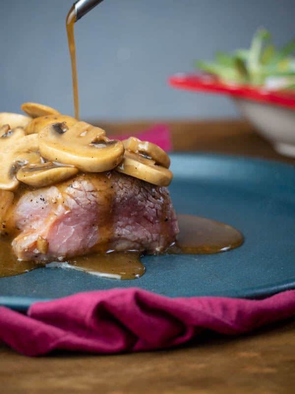 Beef Tenderloin with Bourbon & Mushroom Sauce - In the Kitch