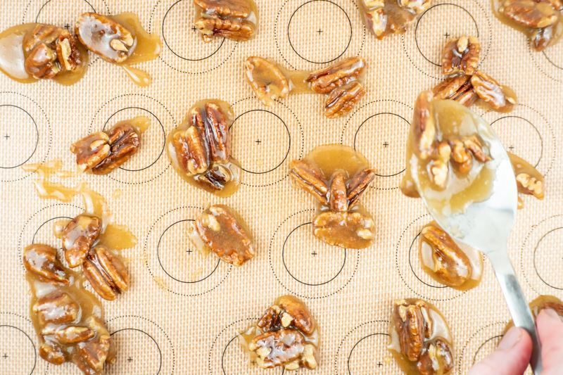 Drying pralines on a silicone mat.
