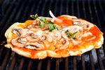 Mushroom pizza on the bbq.