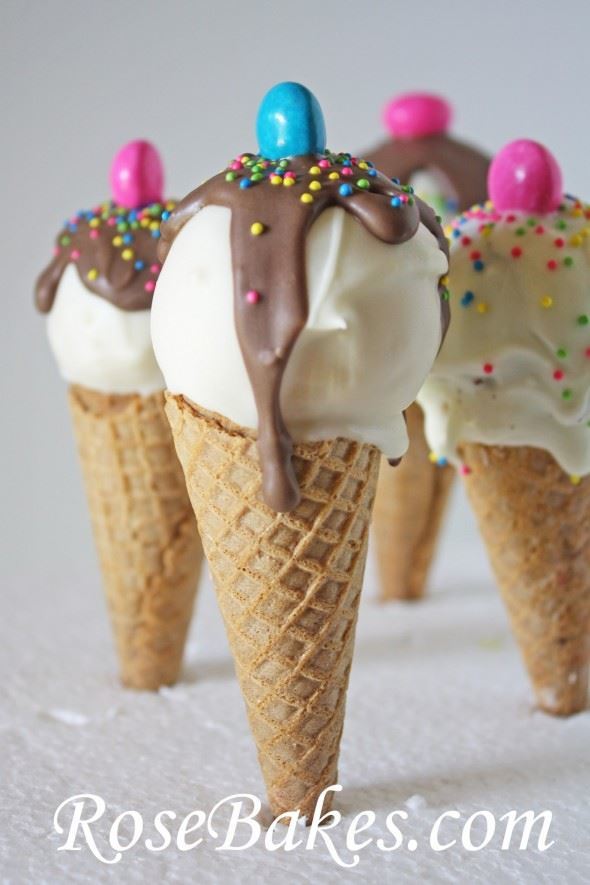 Ice cream cone cake pops.