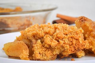 Apple Crisp on a white plate.