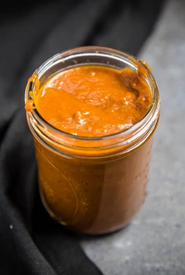 Jalapeno mango bbq sauce in a jar.