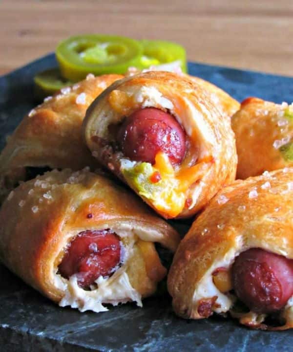 Jalapeno pigs in a blanket piled up.