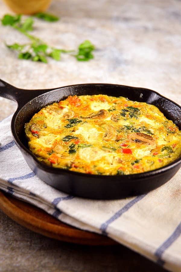 Electric Skillet Vegetable and Goat Cheese Frittata - In the Kitch