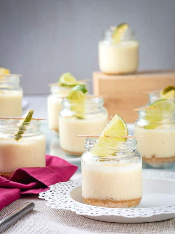 Iced Lemon Mousse in mini jars.
