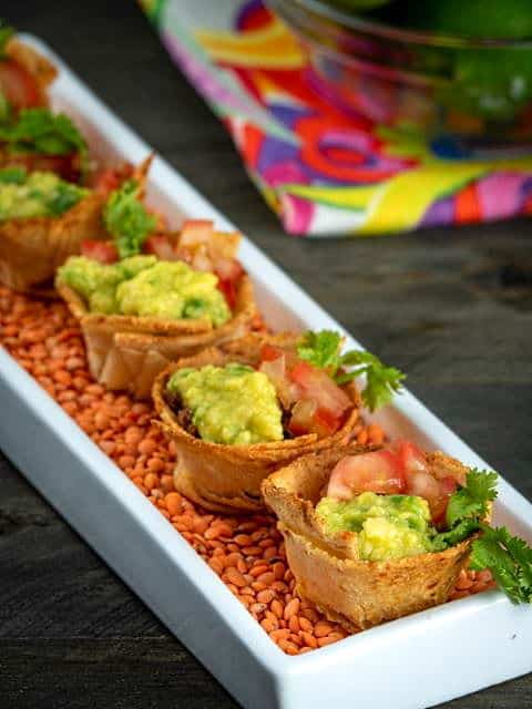 Mexican Tortilla Baskets on a serving tray.
