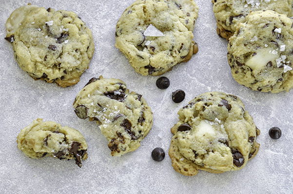 Chocolate chip and marzipan cookies.