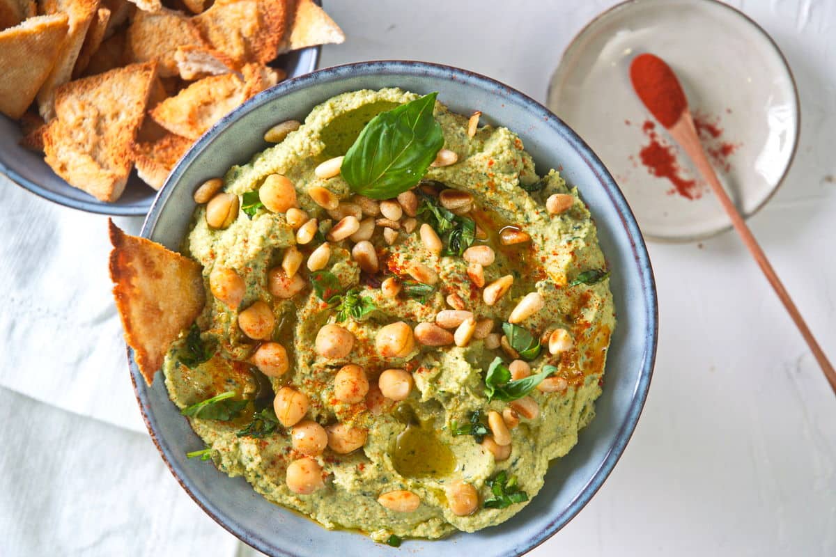 Basil Hummus In the Kitch