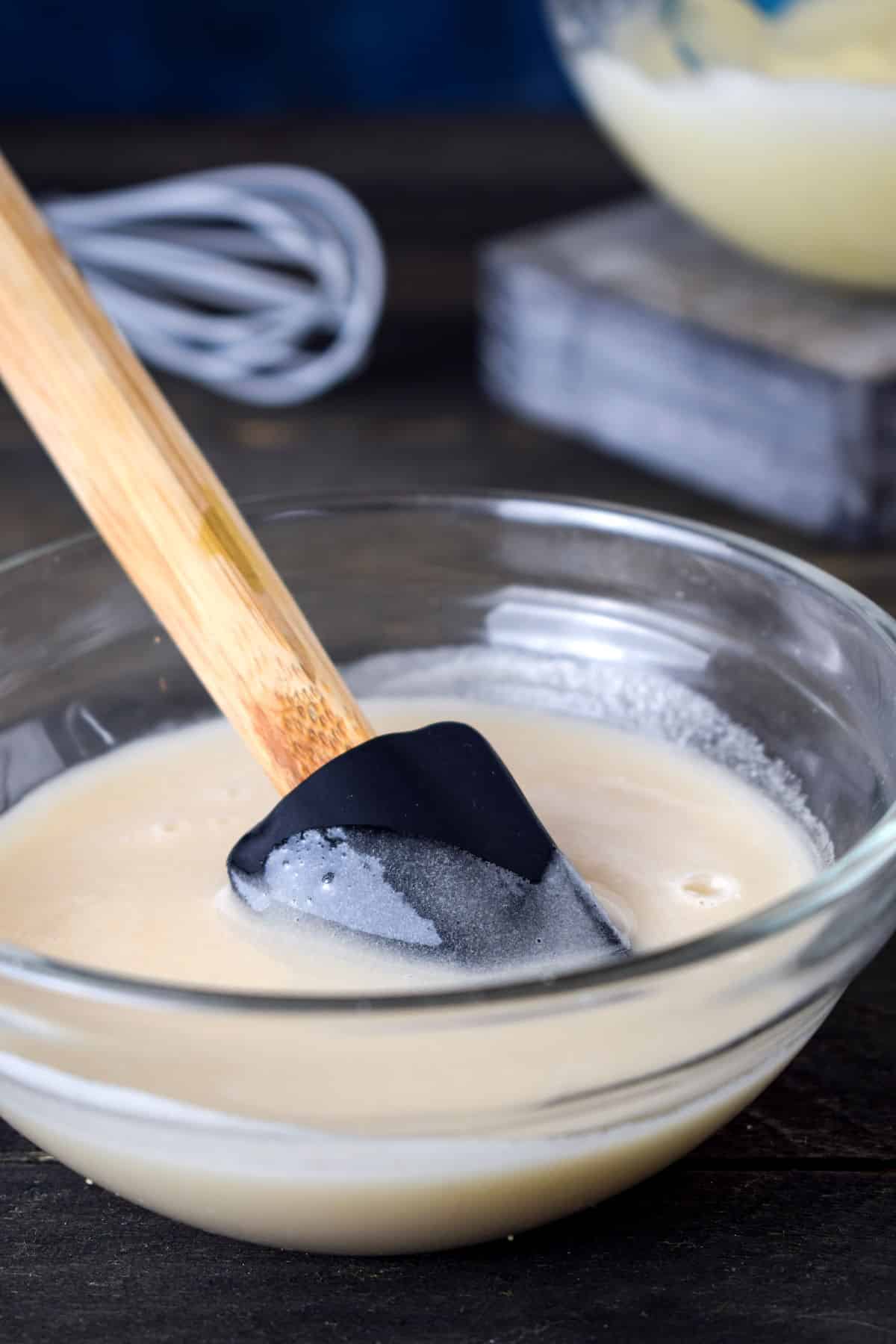 Cake Pop Coating in a bowl with spatula.