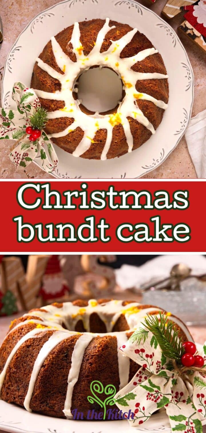 Christmas bundt cake images with text overlay that says 'Christmas bundt cake'.
