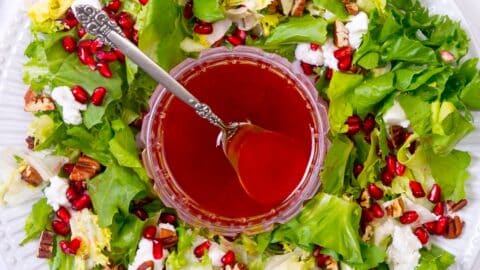 Christmas wreath salad on white background.