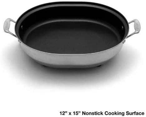 Electric Skillet by Cucina Pro - 18/10 Stainless Steel, Non Stick Interior, with Glass Lid, 12 Round