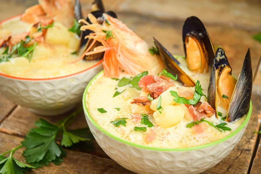 Electric Skillet Seafood Chowder - In the Kitch