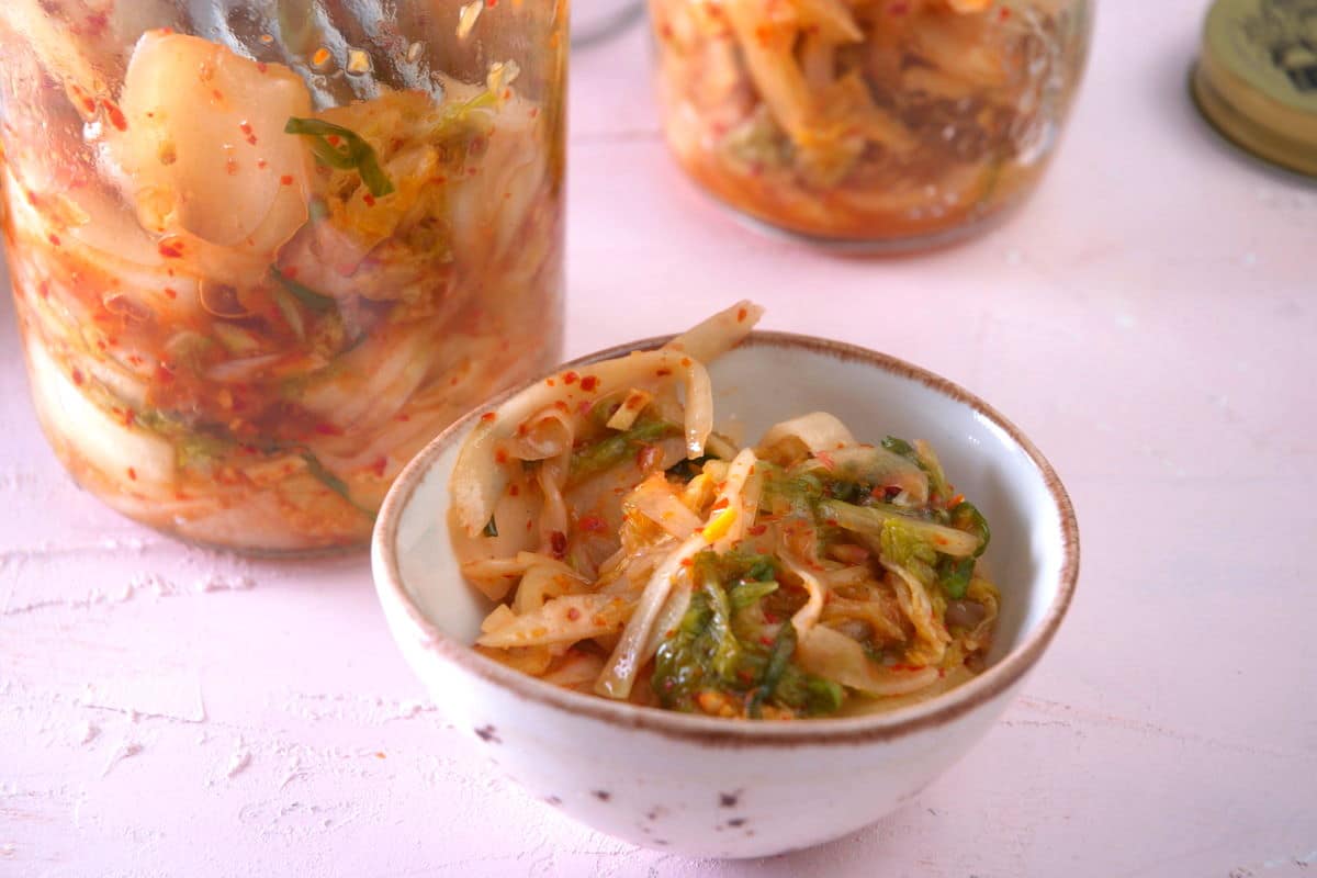 Kimchi in a small bowl.