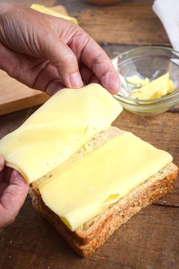 Swiss cheese on bread.