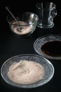 Cinnamon sugar rim on a small glass plate.