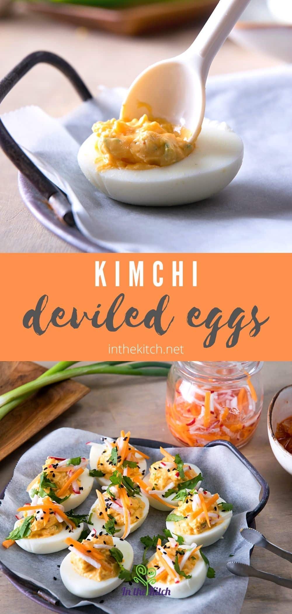 Kimchi Deviled Eggs In the Kitch