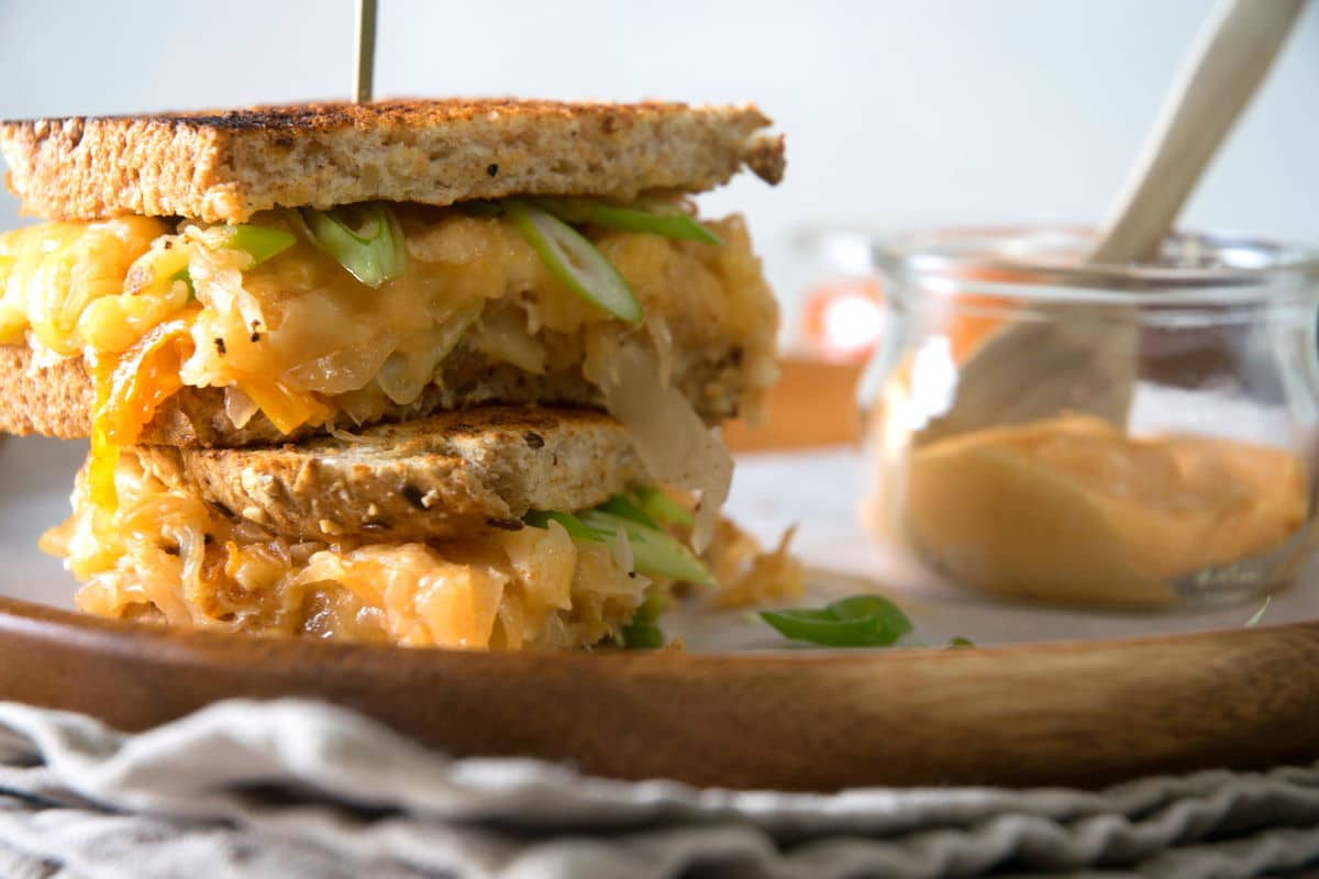 Kimchi Ramen Grilled Cheese Sandwich • Hip Foodie Mom