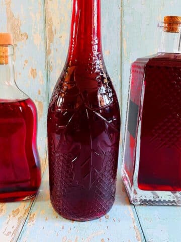 Chokecherry liqueur in bottles.