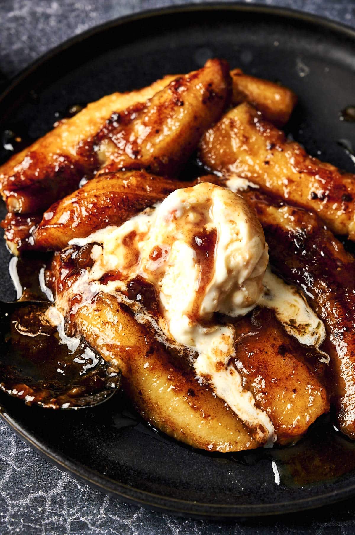 Bananas Foster on plate.