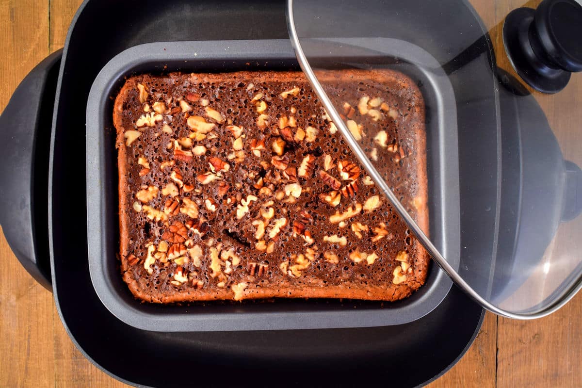 Brownies in electric skillet.