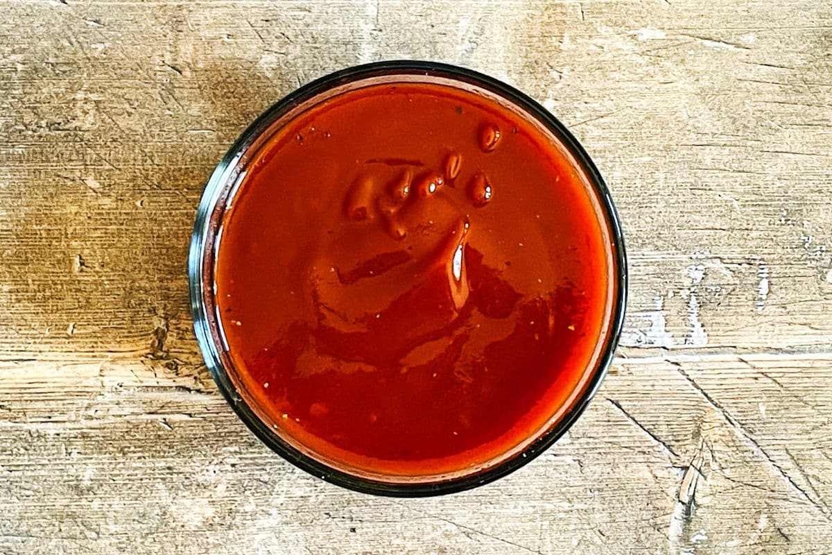 Sloppy Joe sauce in glass dish.
