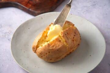 Baked potato with butter.
