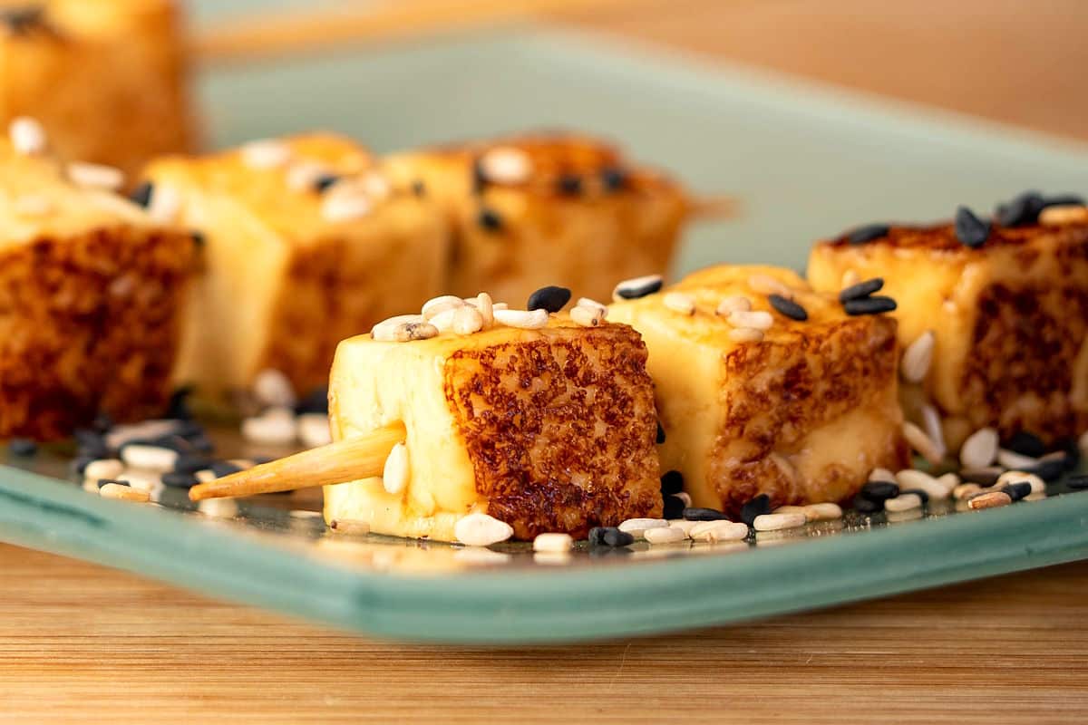 Fried tofu on a stick.