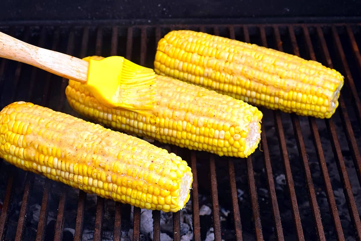 Corn on the cob on the grill with Mexican spiced butter.
