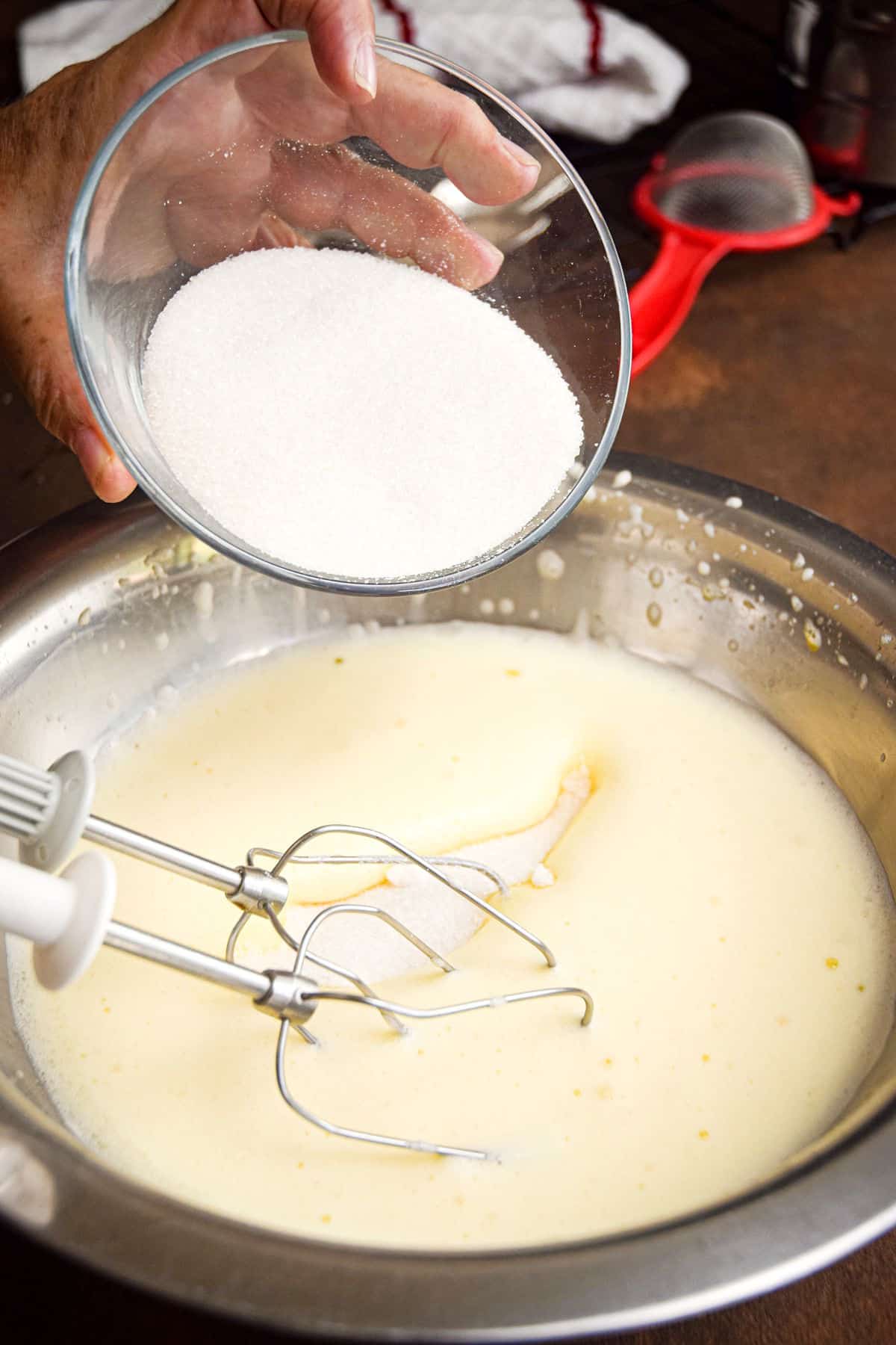 Jelly roll batter in bowl.