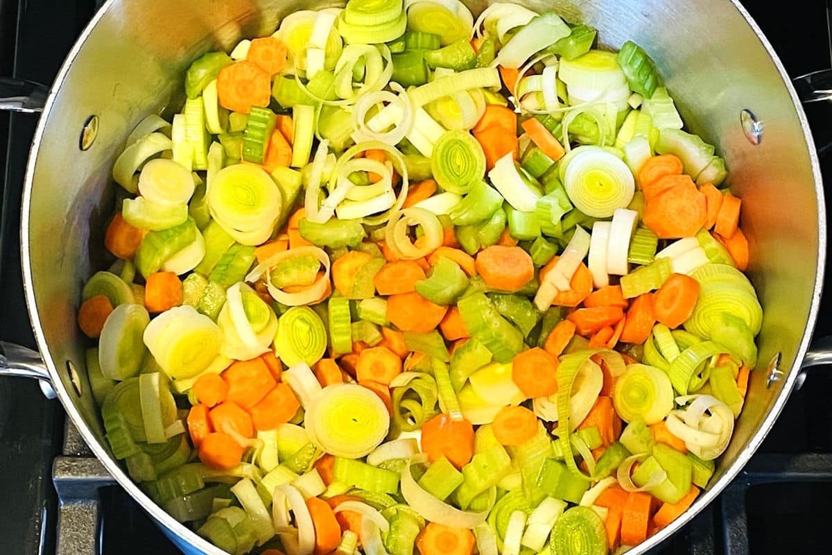 Vegetables in pot.