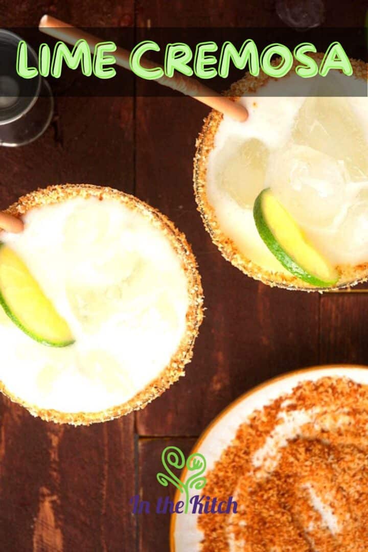 Image of lime cremosa drink in glasses with text overlay that says 'Lime Cremosa'.