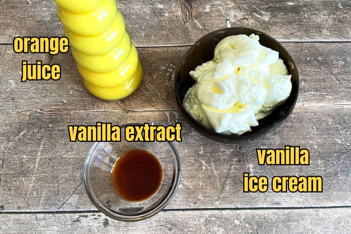 Orange Julius ingredients labeled.