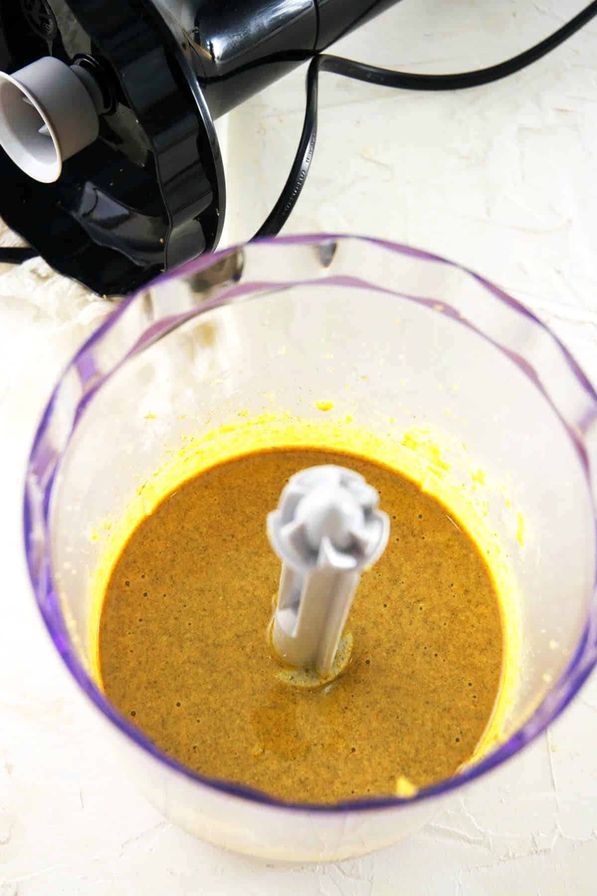 Pumpkin seed butter blended in food processor.