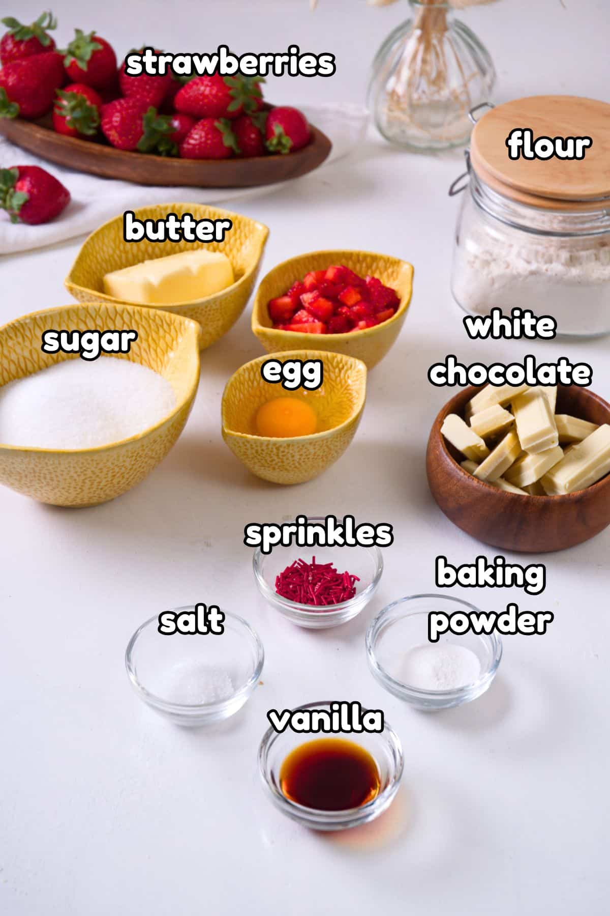 Strawberry shortcake pops ingredients labeled.